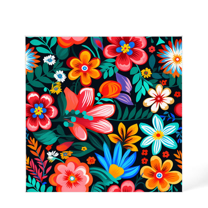 Mexican Floral Fiesta Pattern 054 - 6" x 6" Acrylic Block
