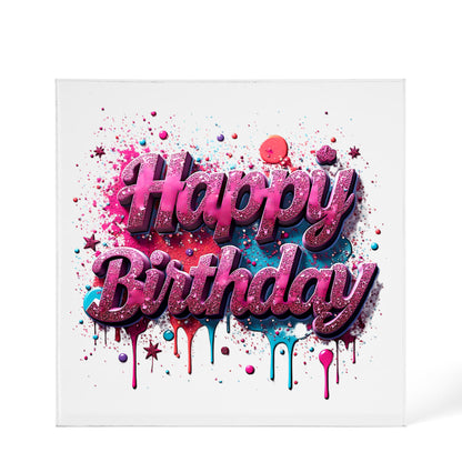 Happy Birthday 006 - 6" x 6" Acrylic Block