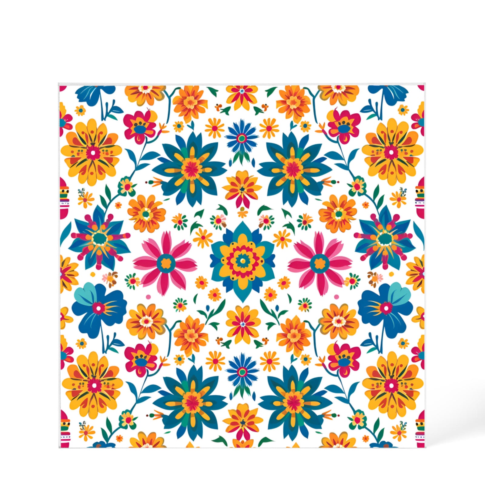 Mexican Floral Fiesta Pattern 025 - 6" x 6" Acrylic Block