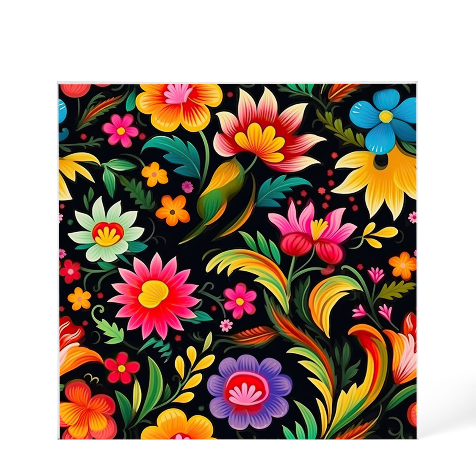 Mexican Floral Fiesta Pattern 033 - 6" x 6" Acrylic Block