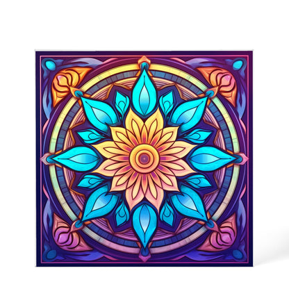 Mandala Stained Glass Style Design 001 - 6" x 6" Acrylic Block