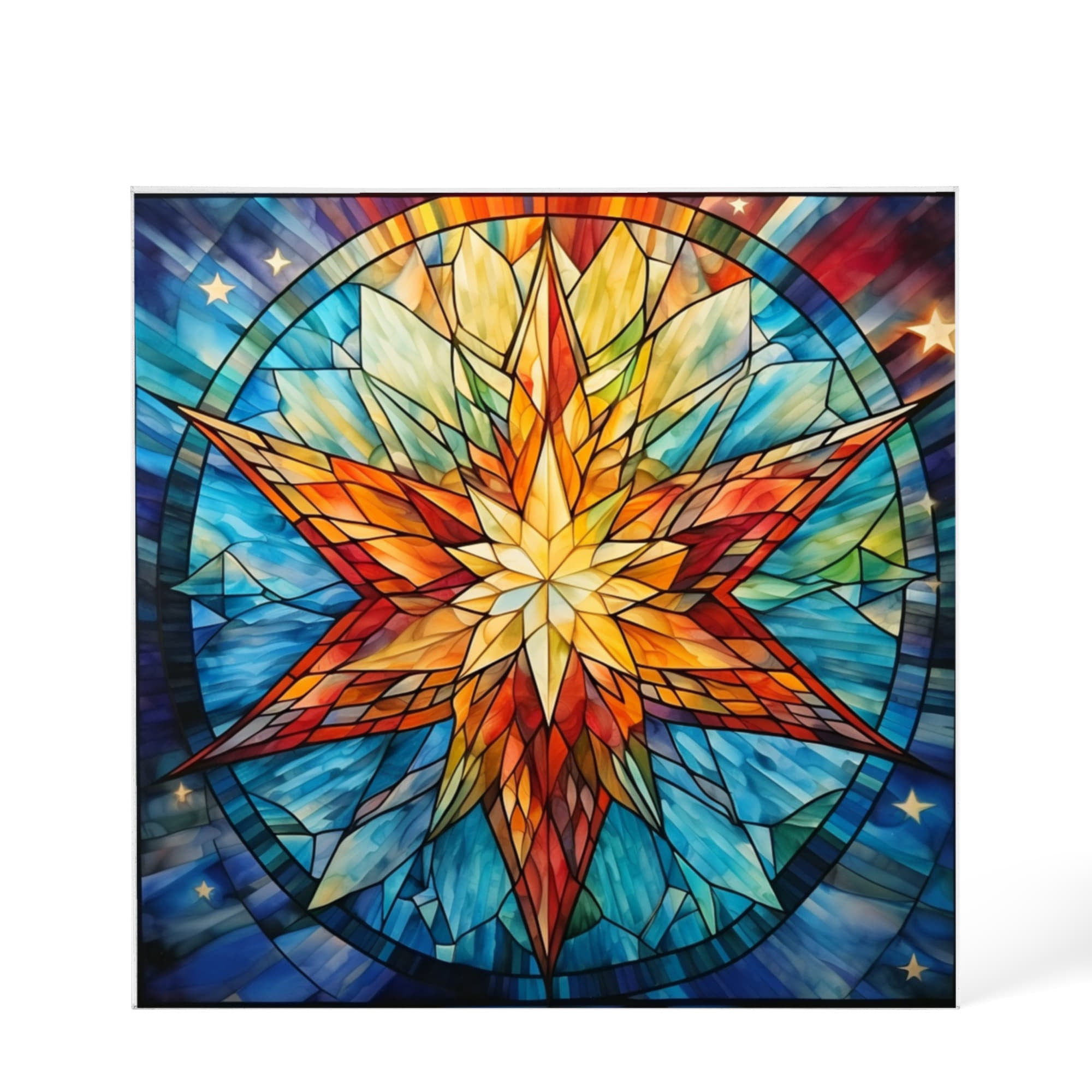 Christmas Stained Glass Style Design 014 - 6" x 6" Acrylic Block