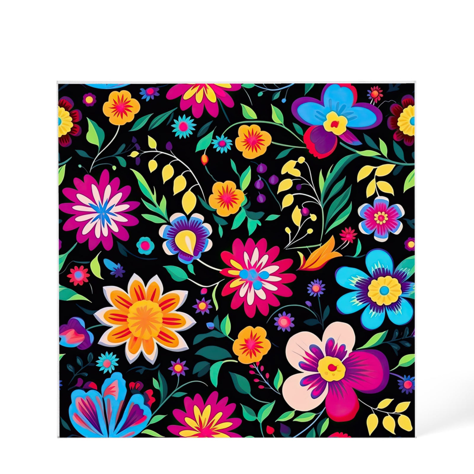 Mexican Floral Fiesta Pattern 034 - 6" x 6" Acrylic Block
