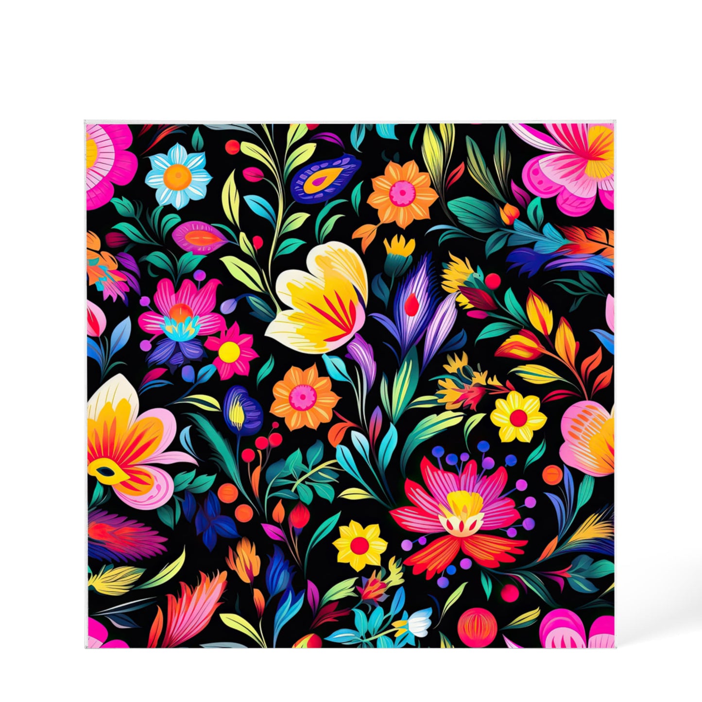 Mexican Floral Fiesta Pattern 031 - 6" x 6" Acrylic Block