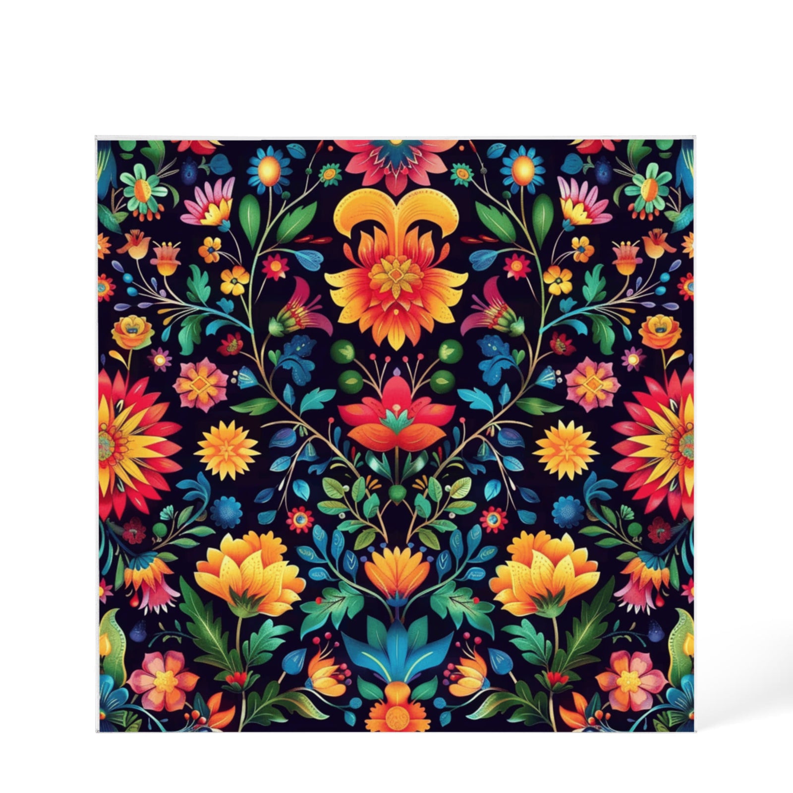 Mexican Floral Fiesta Pattern 063 - 6" x 6" Acrylic Block