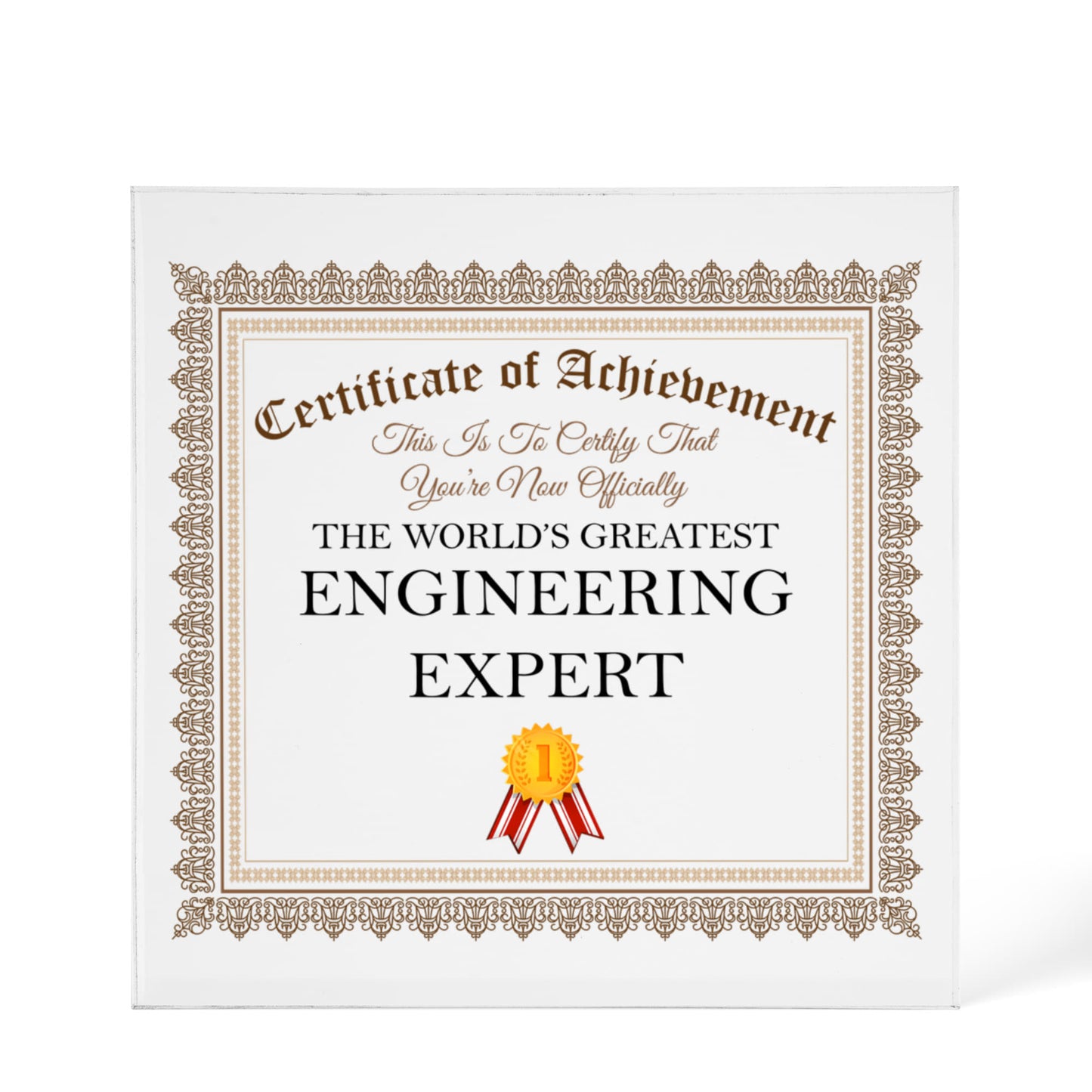 World's Greatest Engineering Expert - 6" x 6" Acrylic Block
