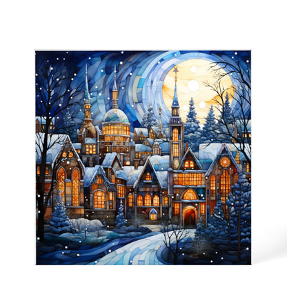 Christmas Stained Glass Style Design 028 - 6" x 6" Acrylic Block