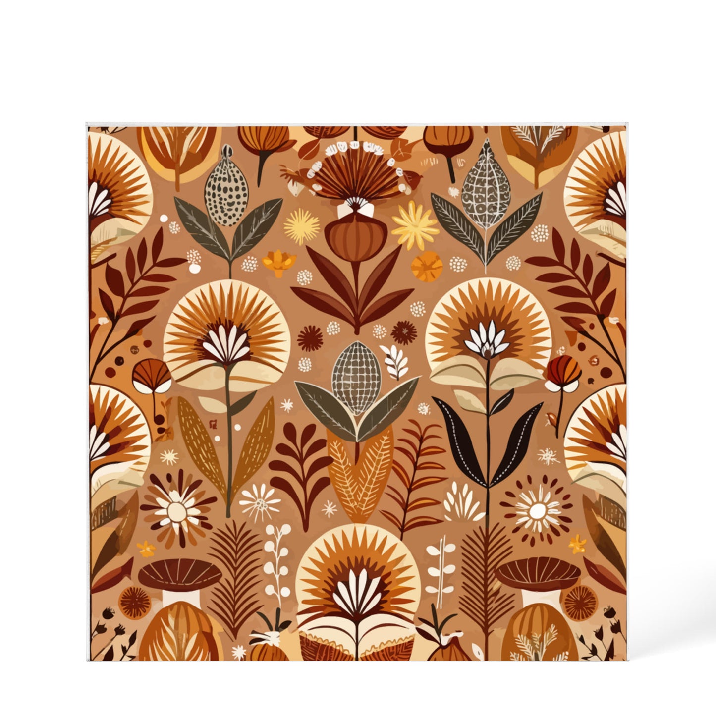 Folk Floral Pattern, African Inspired 01 - 6" x 6" Acrylic Block