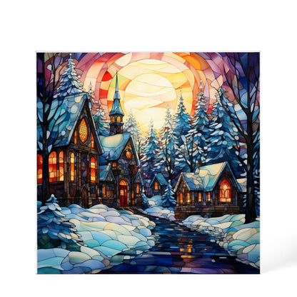 Christmas Stained Glass Style Design 002 - 6" x 6" Acrylic Block