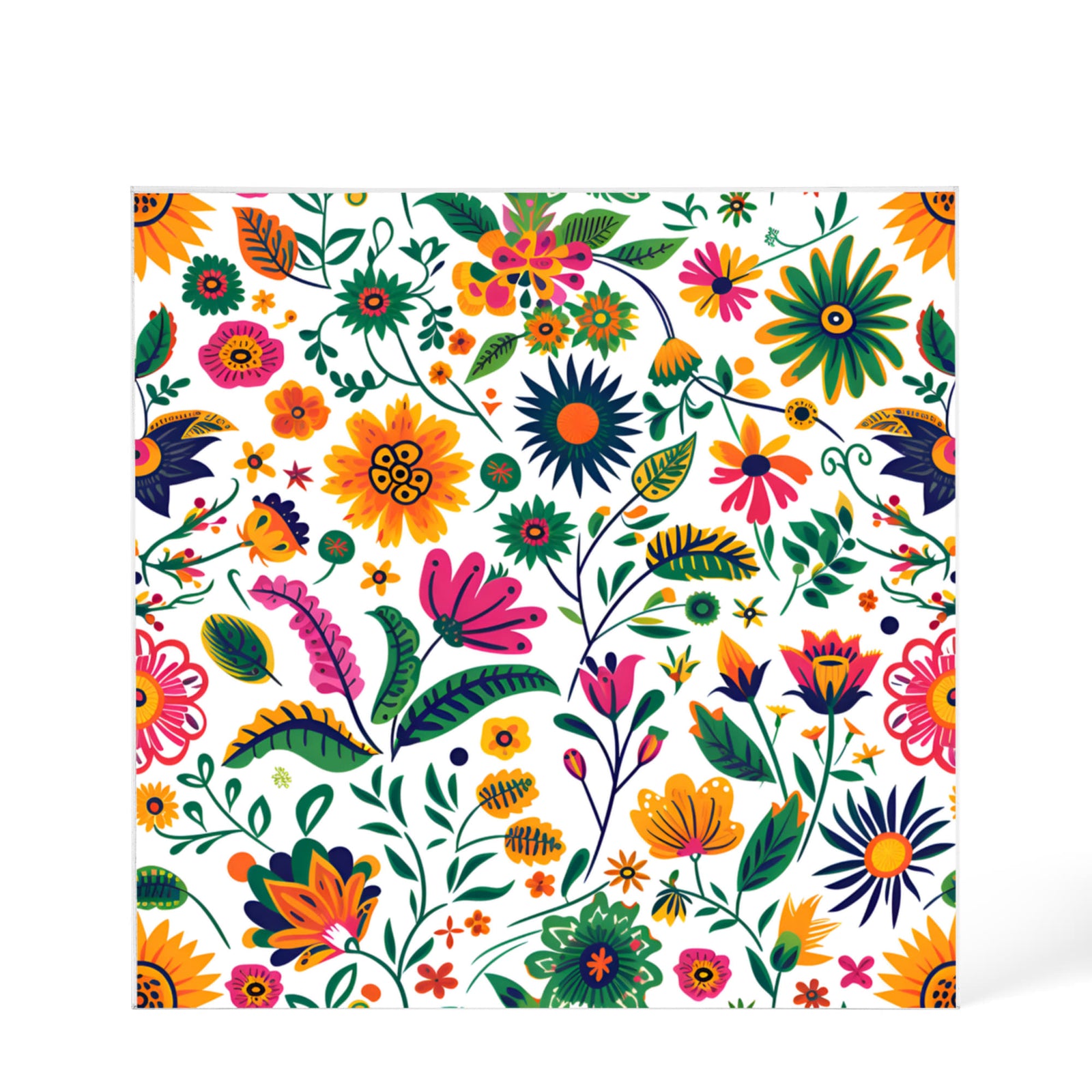 Mexican Floral Fiesta Pattern 015 - 6" x 6" Acrylic Block