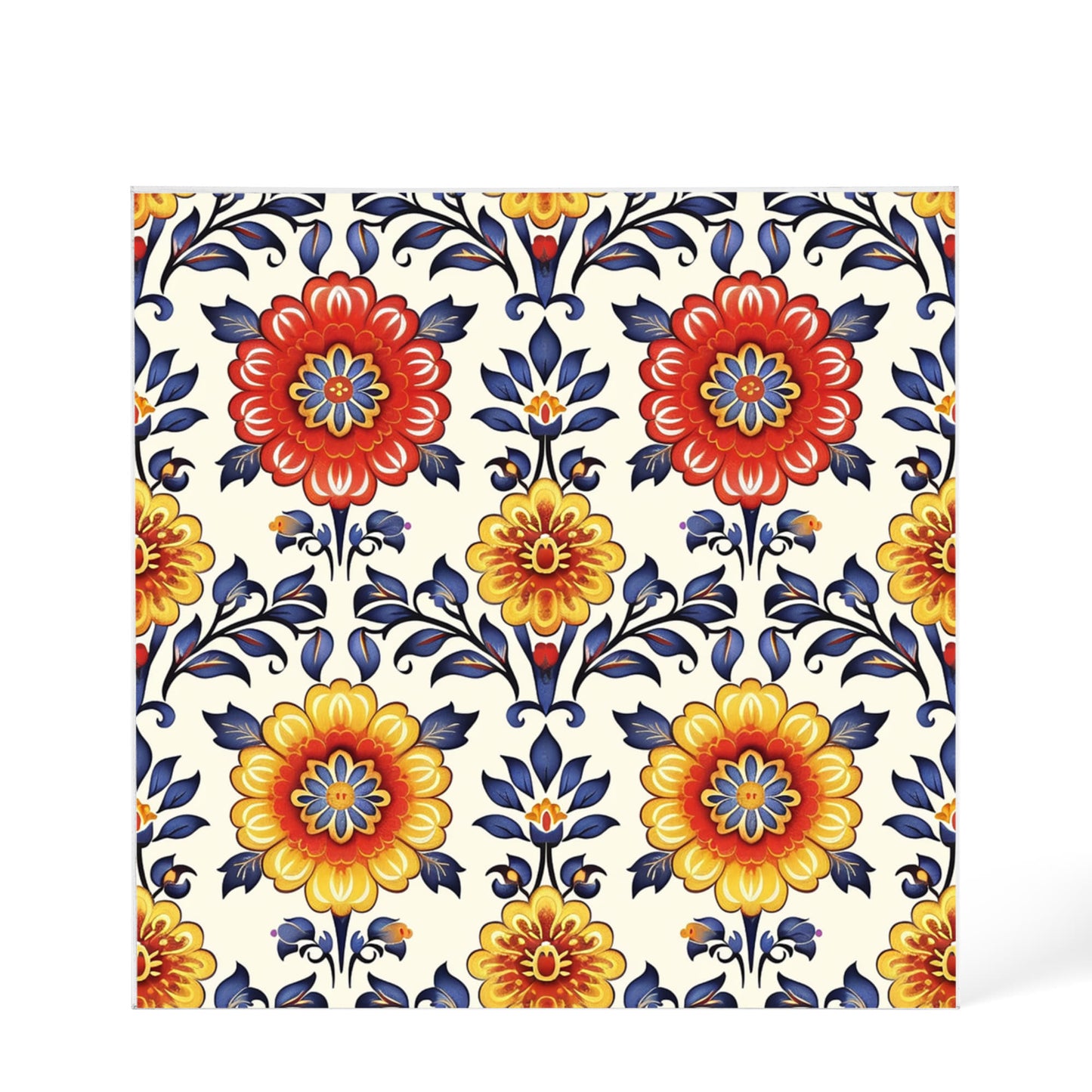Mexican Floral Fiesta Pattern 044 - 6" x 6" Acrylic Block