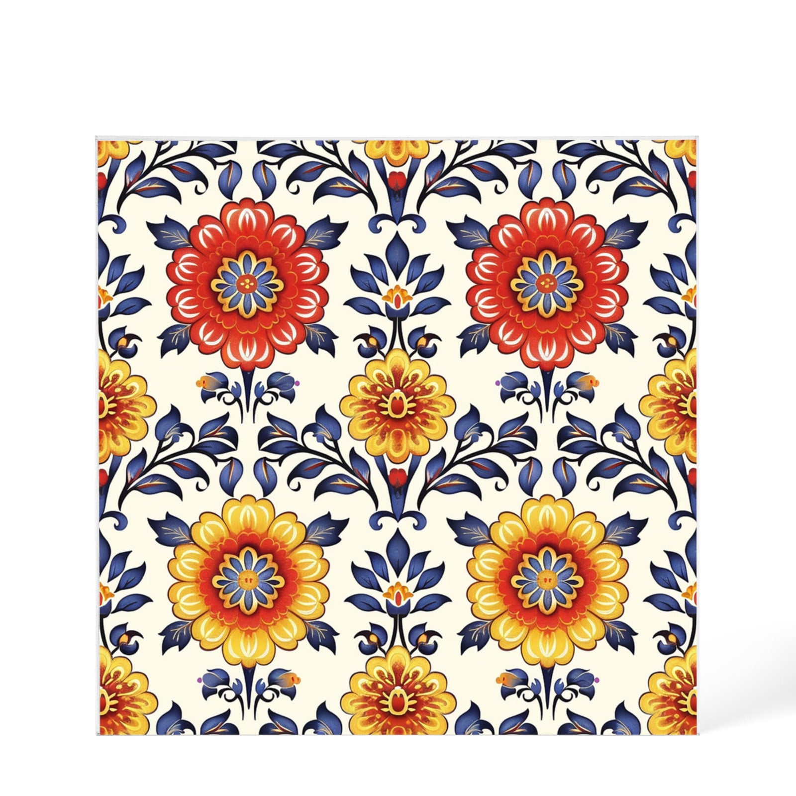 Mexican Floral Fiesta Pattern 044 - 6" x 6" Acrylic Block