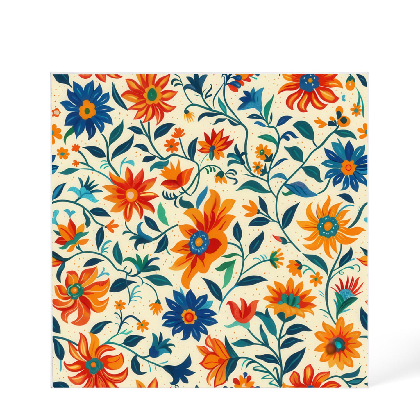 Mexican Floral Fiesta Pattern 012 - 6" x 6" Acrylic Block