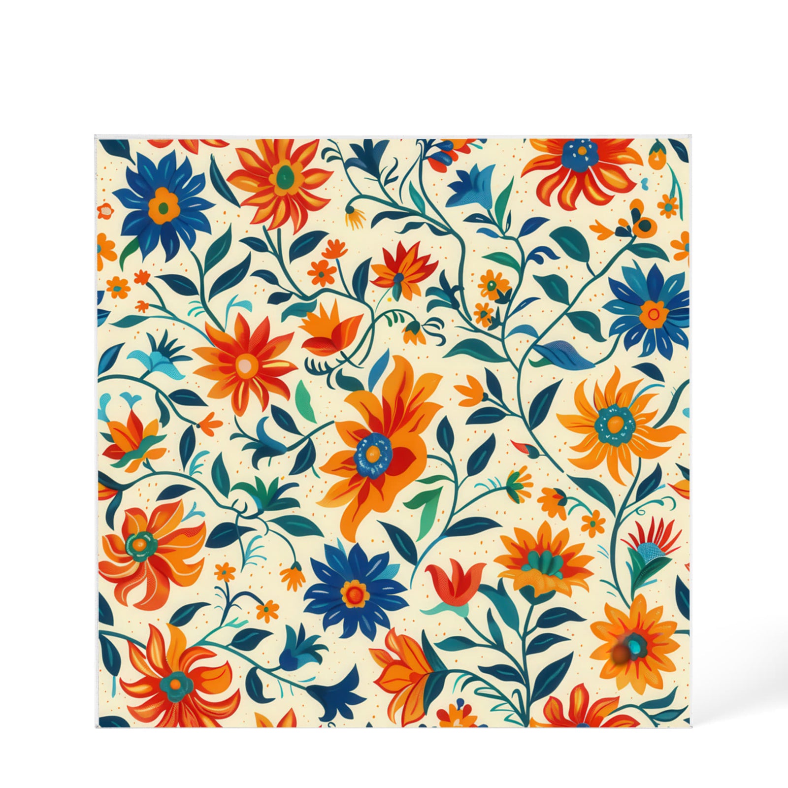 Mexican Floral Fiesta Pattern 012 - 6" x 6" Acrylic Block
