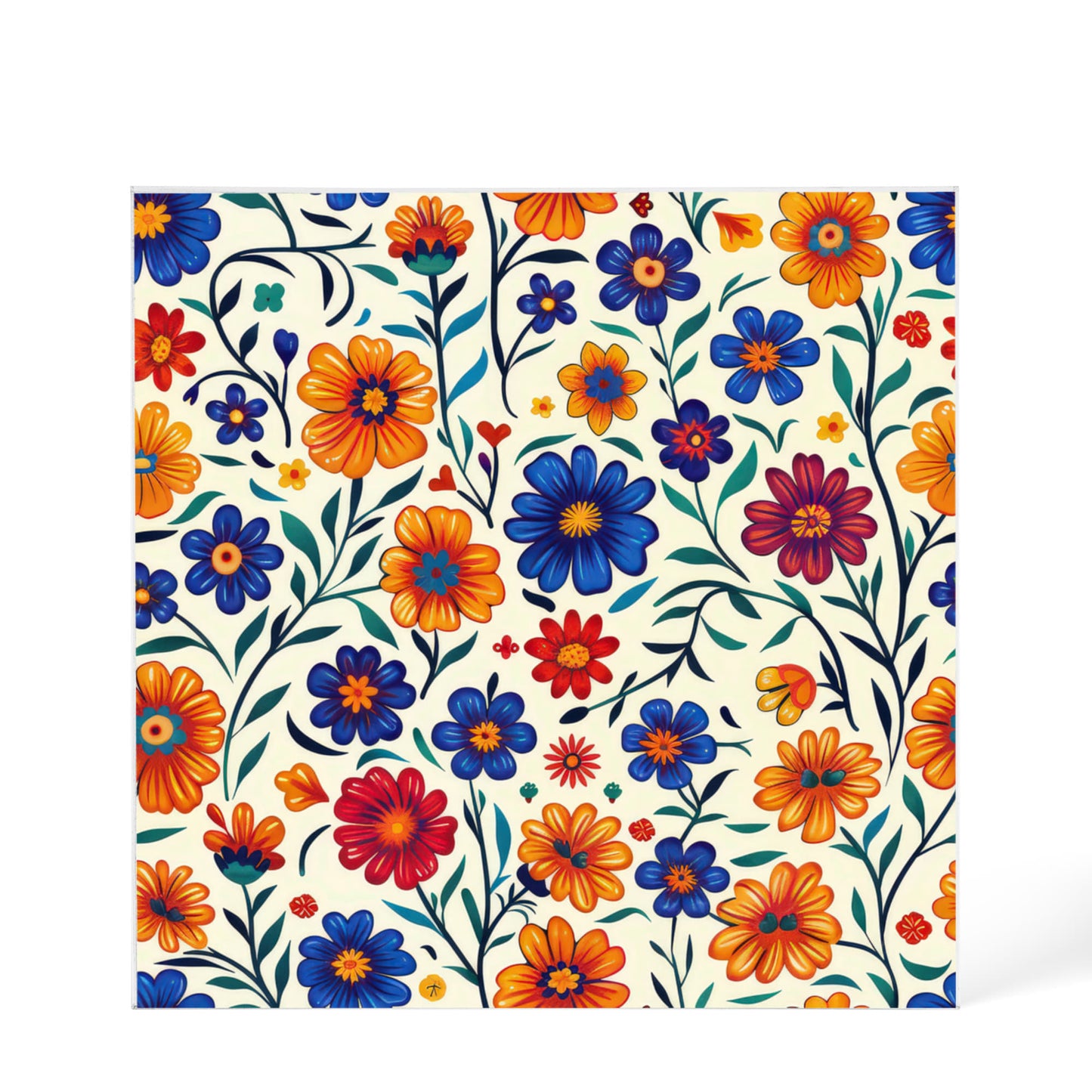Mexican Floral Fiesta Pattern 001 - 6" x 6" Acrylic Block