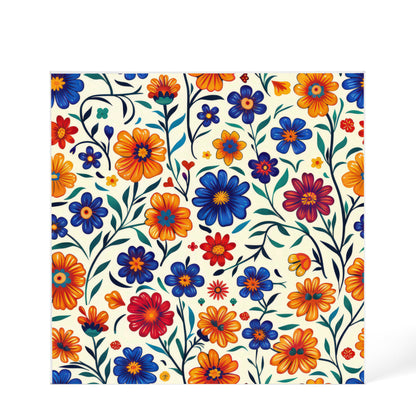 Mexican Floral Fiesta Pattern 001 - 6" x 6" Acrylic Block