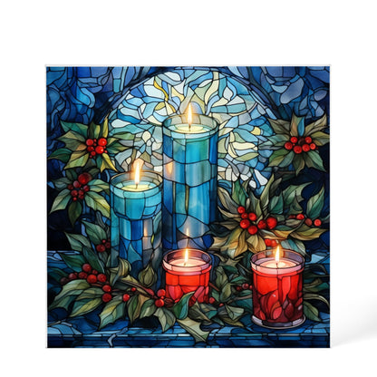 Christmas Stained Glass Style Design 025 - 6" x 6" Acrylic Block