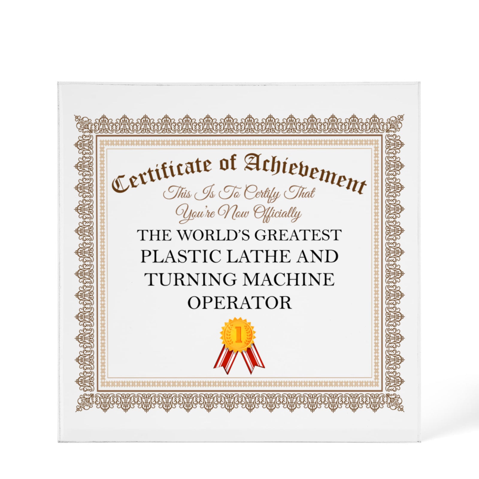 World's Greatest Plastic Lathe and Turning Machine Operator - 6" x 6" Acrylic Block