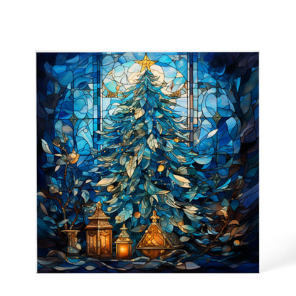 Christmas Stained Glass Style Design 029 - 6" x 6" Acrylic Block