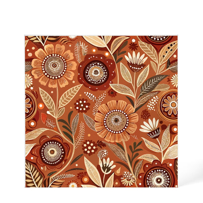 Folk Floral Pattern, Aboriginal Inspired 02 - 6" x 6" Acrylic Block