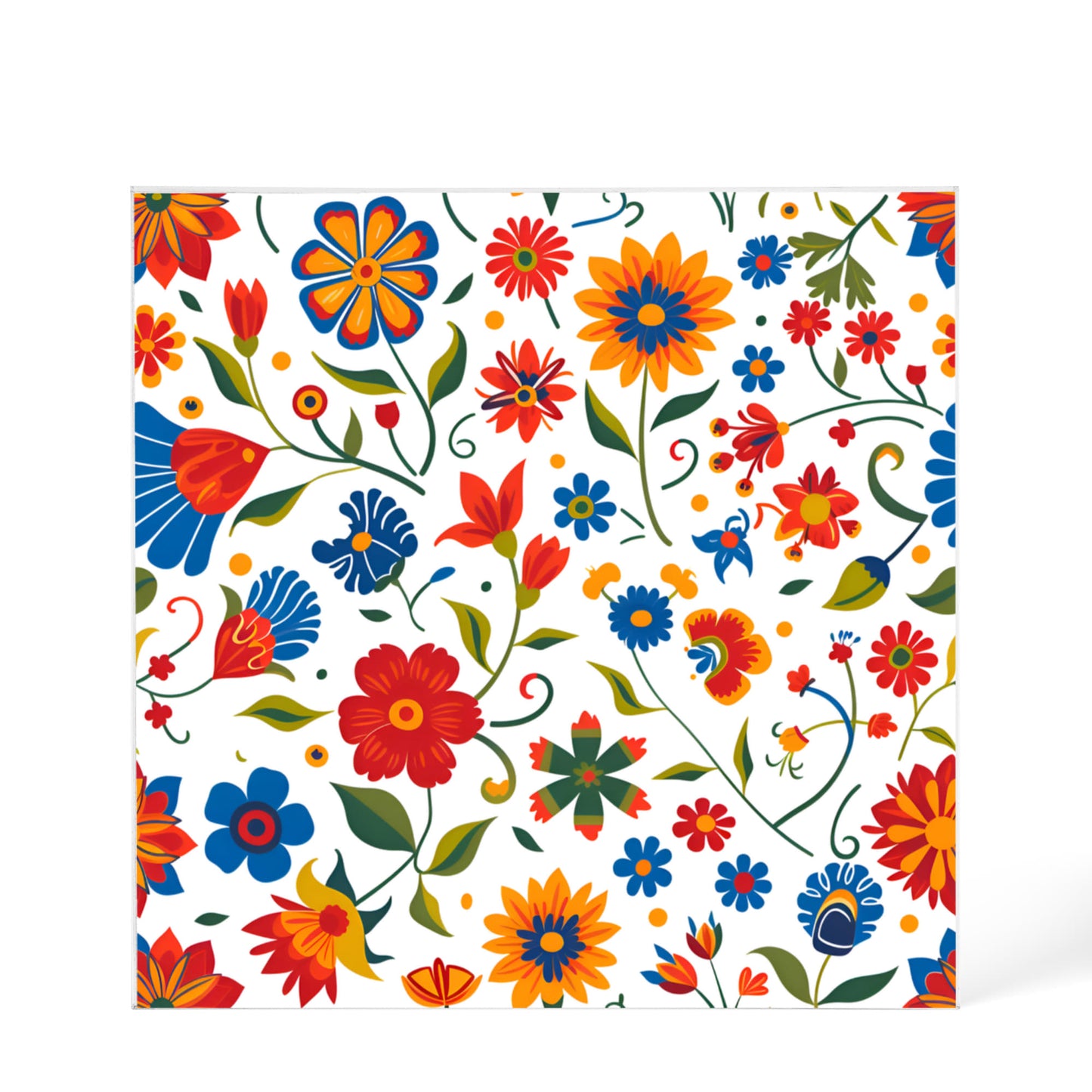 Mexican Floral Fiesta Pattern 014 - 6" x 6" Acrylic Block