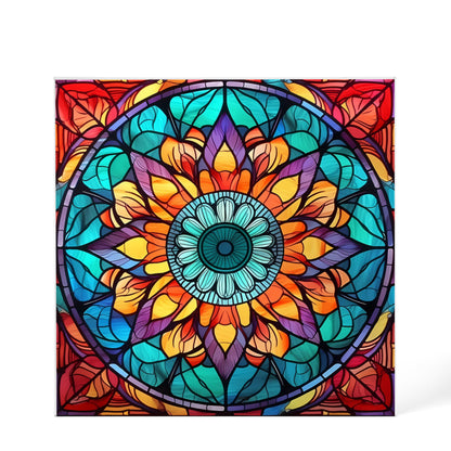 Mandala Stained Glass Style Design 010 - 6" x 6" Acrylic Block