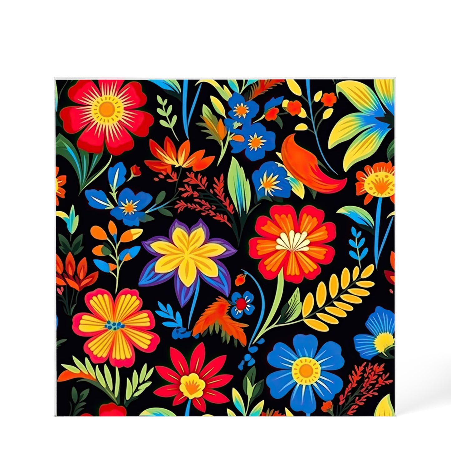 Mexican Floral Fiesta Pattern 035 - 6" x 6" Acrylic Block