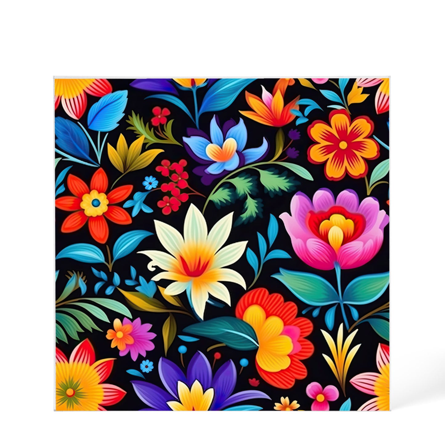 Mexican Floral Fiesta Pattern 036 - 6" x 6" Acrylic Block