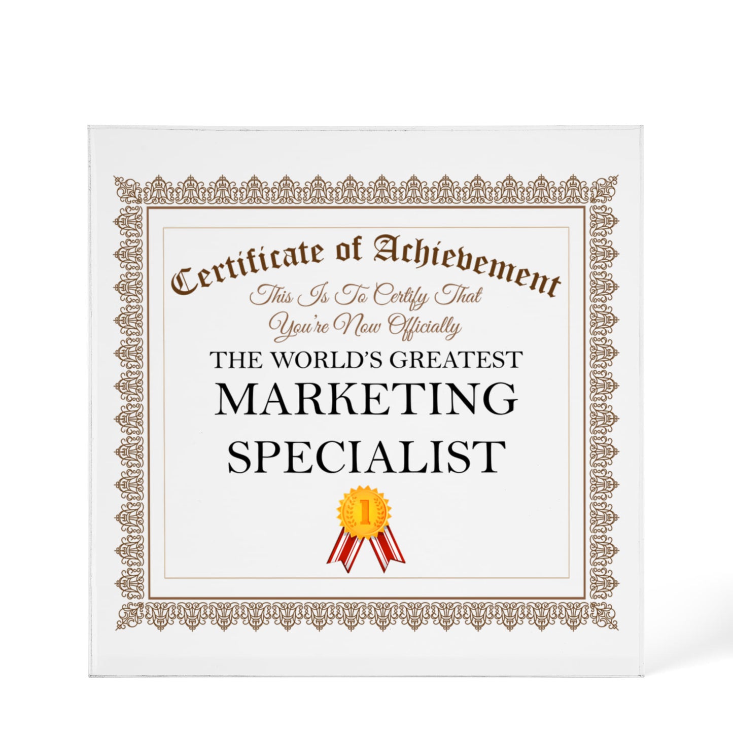World's Greatest Marketing Specialist - 6" x 6" Acrylic Block