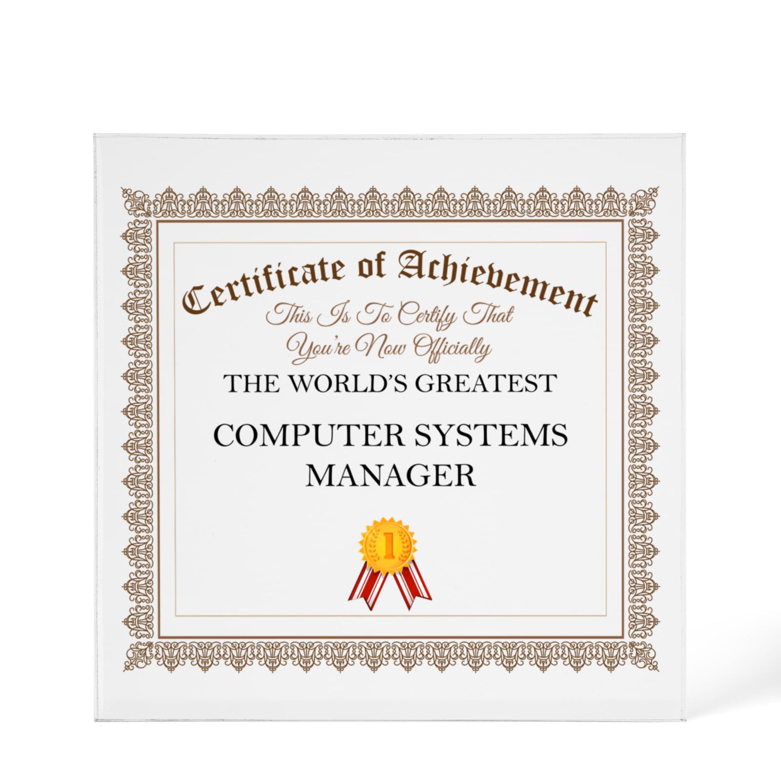 World's Greatest Computer Systems Manager - 6" x 6" Acrylic Block