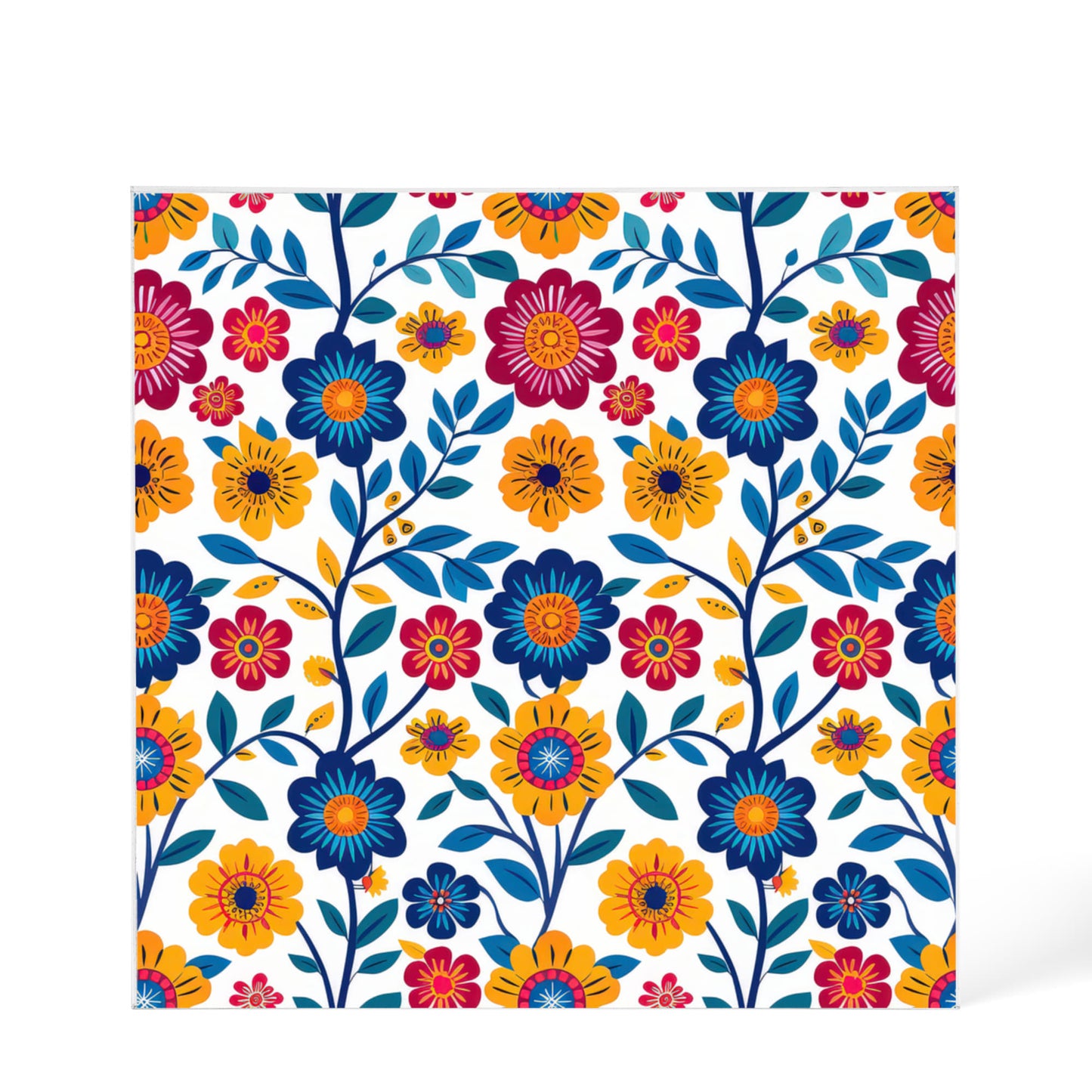 Mexican Floral Fiesta Pattern 002 - 6" x 6" Acrylic Block