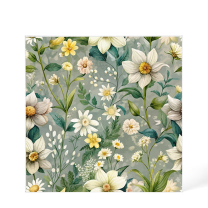 Folk Floral Pattern, Alpine Inspired 02 - 6" x 6" Acrylic Block