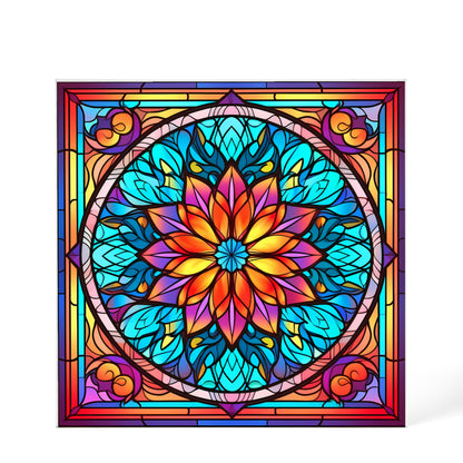 Mandala Stained Glass Style Design 003 - 6" x 6" Acrylic Block