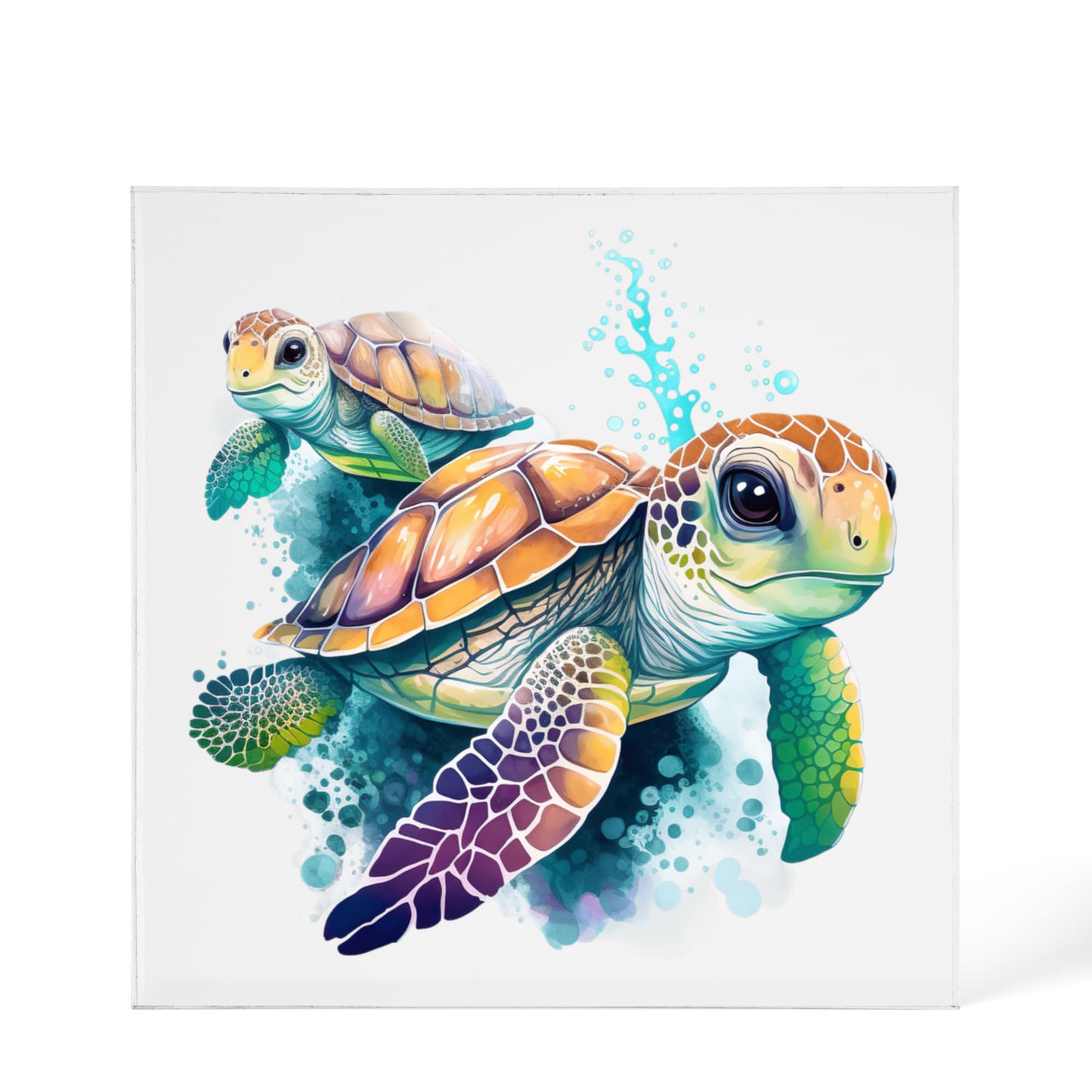 Cute Sea Turtle 011 - 6" x 6" Acrylic Block
