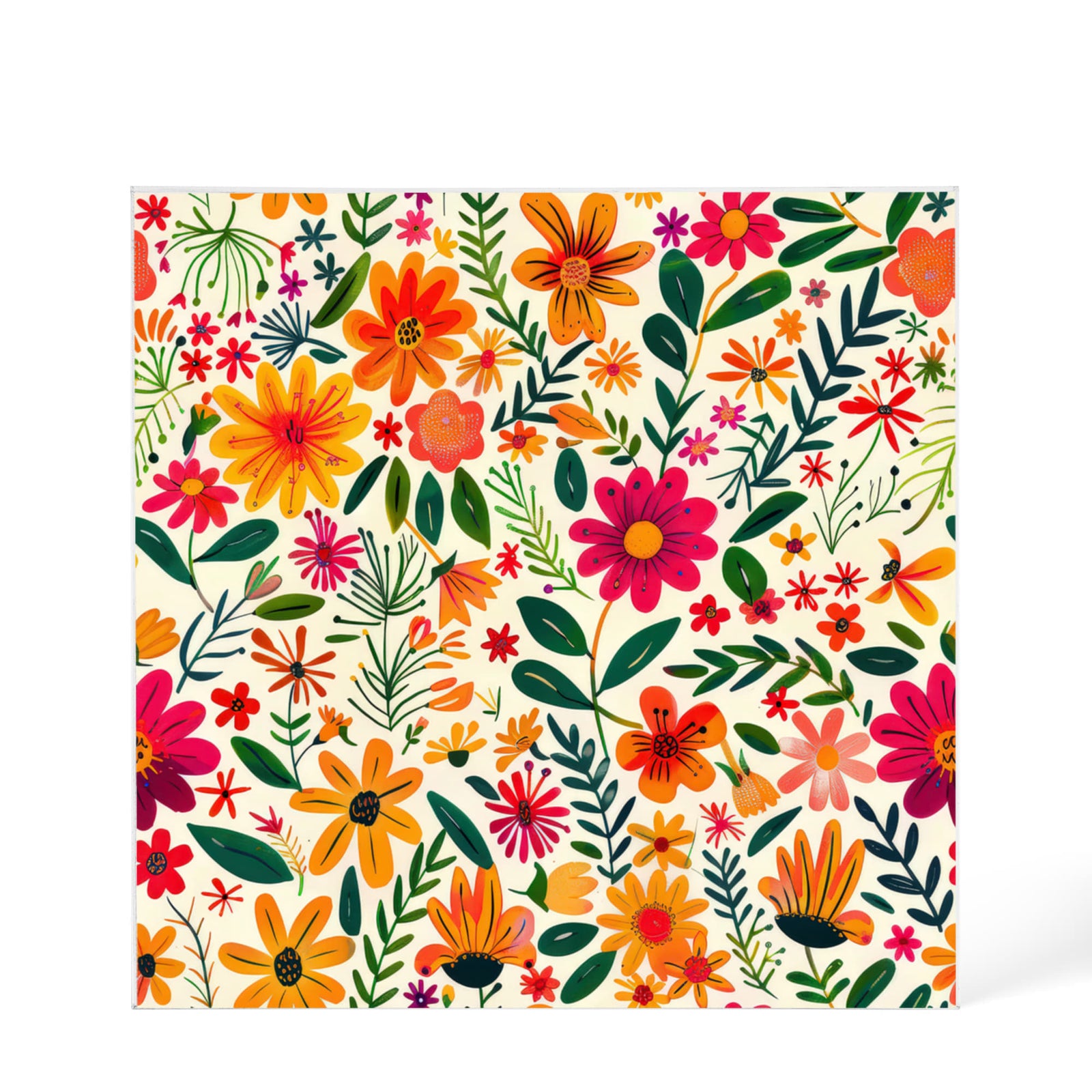 Mexican Floral Fiesta Pattern 004 - 6" x 6" Acrylic Block