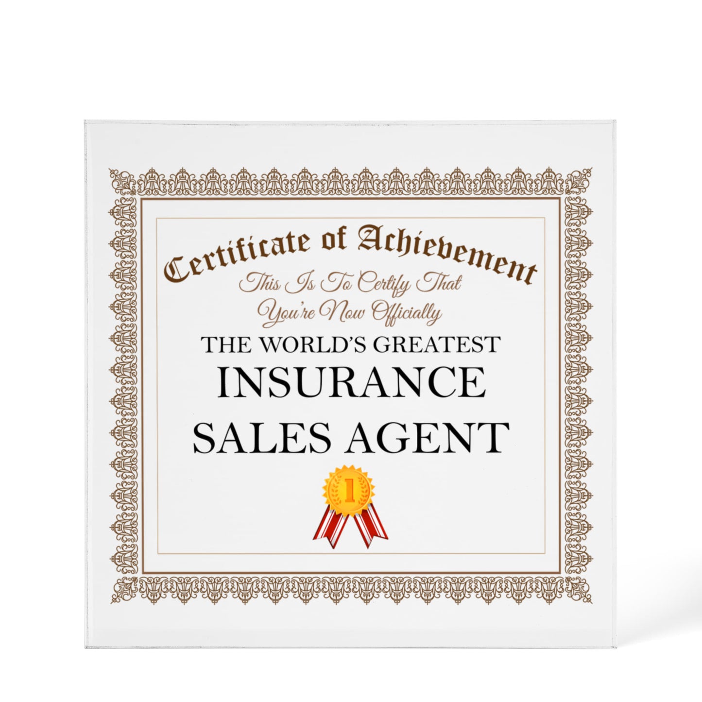 World's Greatest Insurance Sales Agent - 6" x 6" Acrylic Block