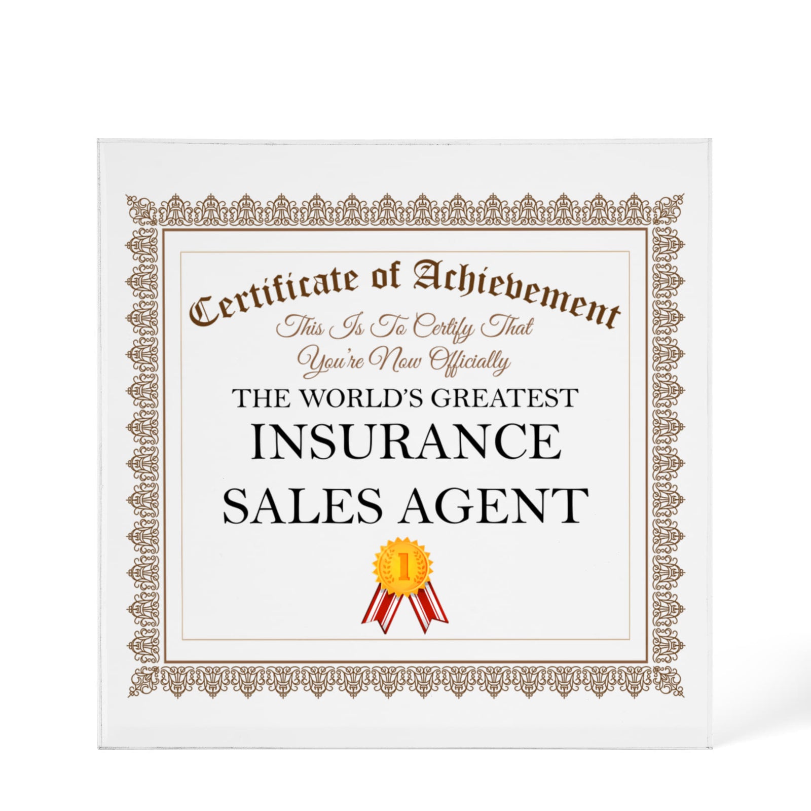 World's Greatest Insurance Sales Agent - 6" x 6" Acrylic Block