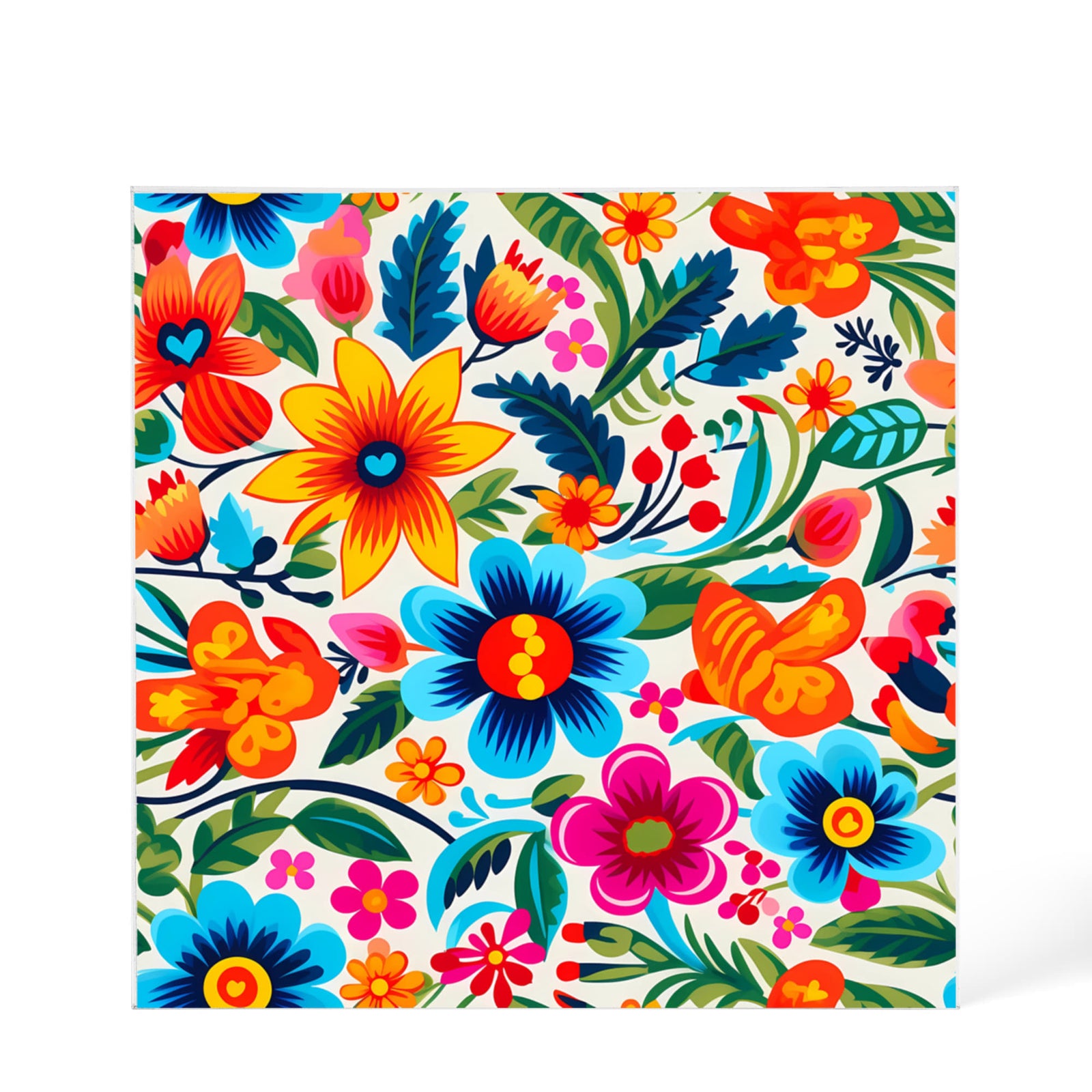 Mexican Floral Fiesta Pattern 050 - 6" x 6" Acrylic Block