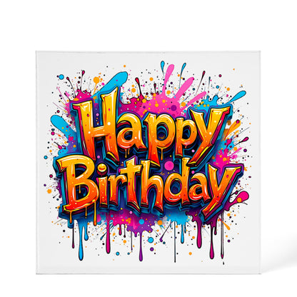 Happy Birthday 007 - 6" x 6" Acrylic Block