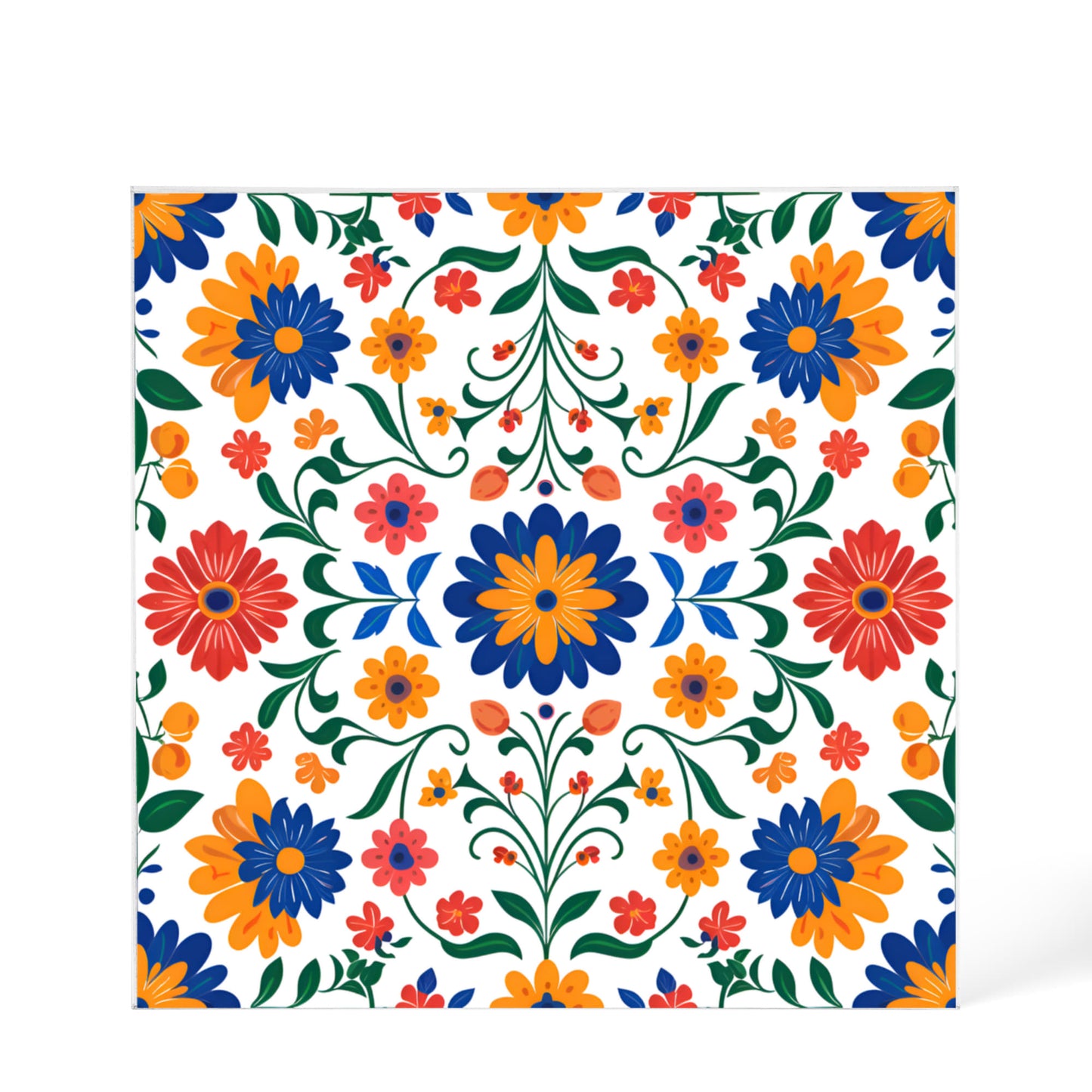 Mexican Floral Fiesta Pattern 016 - 6" x 6" Acrylic Block