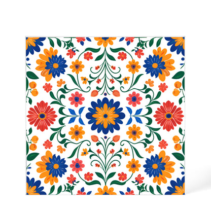 Mexican Floral Fiesta Pattern 016 - 6" x 6" Acrylic Block