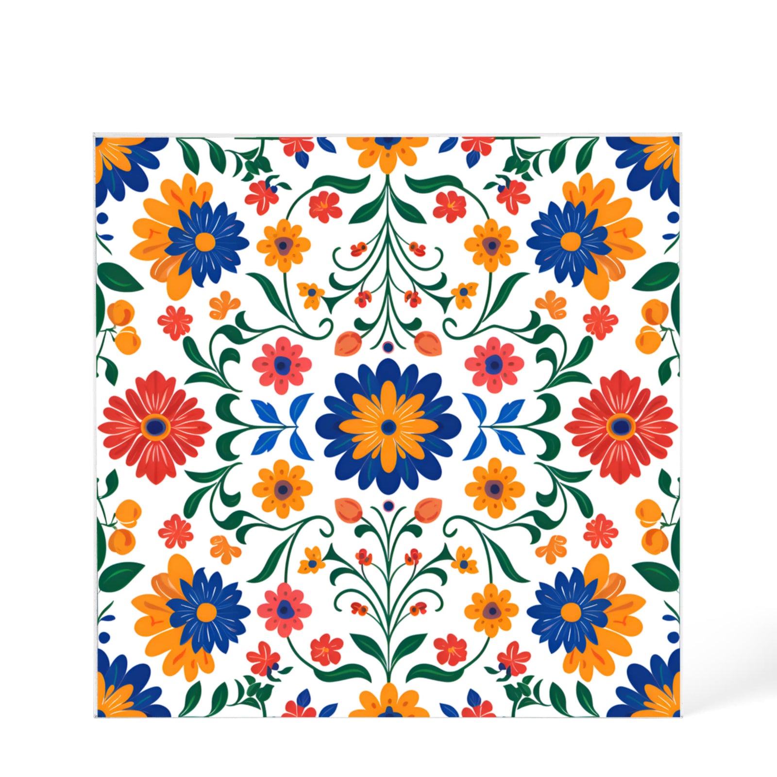 Mexican Floral Fiesta Pattern 016 - 6" x 6" Acrylic Block