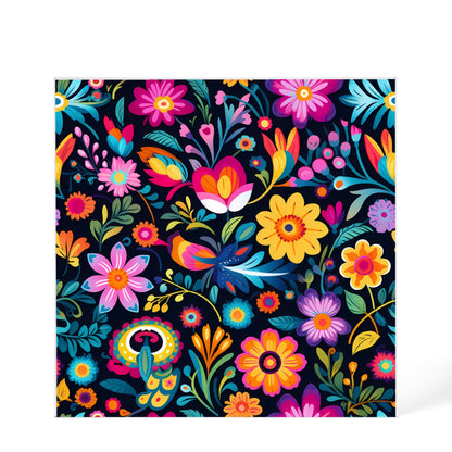 Mexican Floral Fiesta Pattern 055 - 6" x 6" Acrylic Block