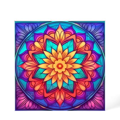 Mandala Stained Glass Style Design 007 - 6" x 6" Acrylic Block