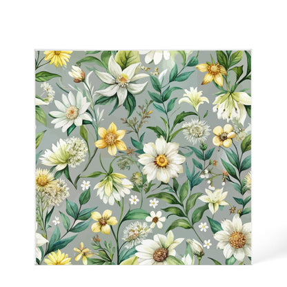 Folk Floral Pattern, Alpine Inspired 01 - 6" x 6" Acrylic Block