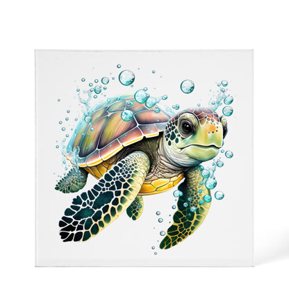 Cute Sea Turtle 004 - 6" x 6" Acrylic Block