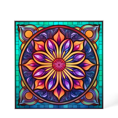 Mandala Stained Glass Style Design 005 - 6" x 6" Acrylic Block