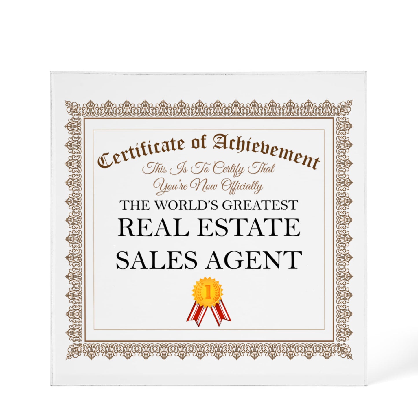 World's Greatest Real Estate Sales Agent - 6" x 6" Acrylic Block