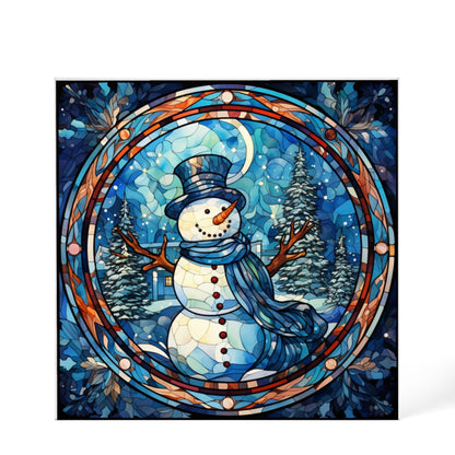 Christmas Stained Glass Style Design 026 - 6" x 6" Acrylic Block