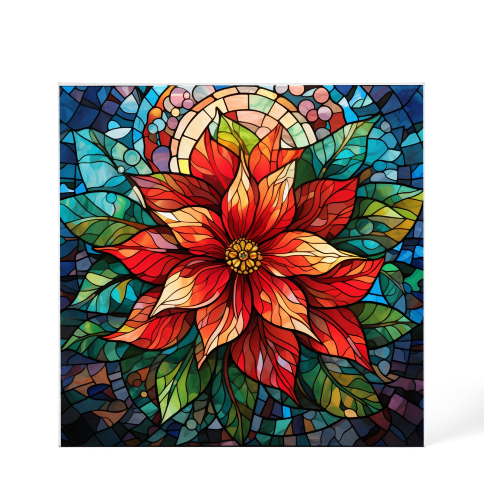 Christmas Stained Glass Style Design 001 - 6" x 6" Acrylic Block